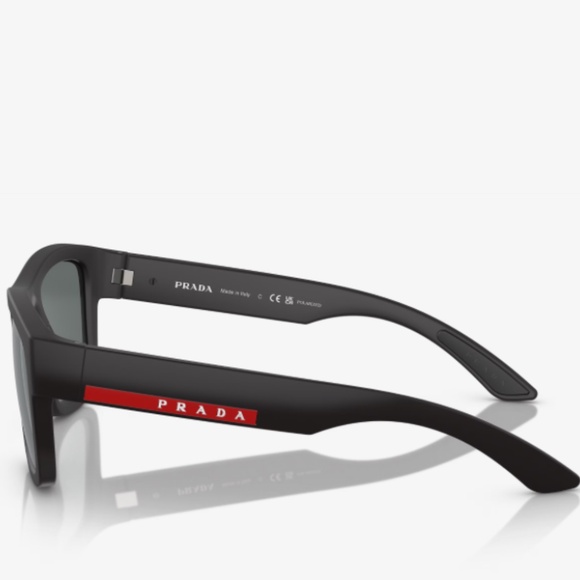 Prada Sunglasses Black Polarized Square Wrap Matte PS08VS SPS 08V 1BO-02G 59mm - Picture 2 of 16